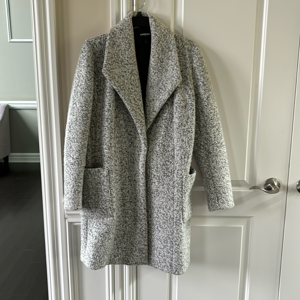 Wool blend ladies dress coat by Express size small EUC.